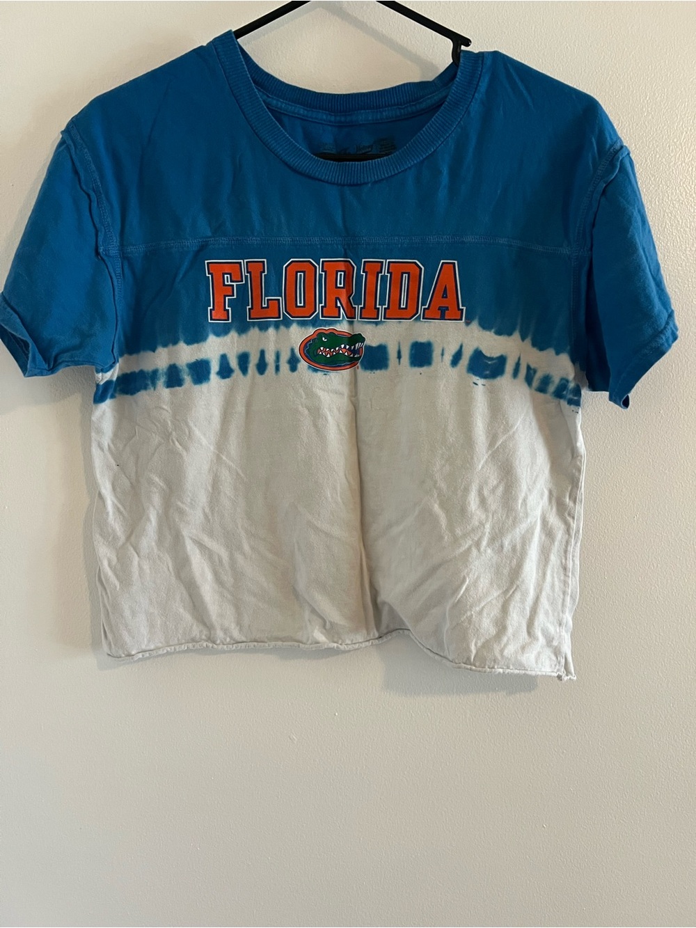 Ladies UF University of Florida Gators Crop Top Tie Dye Blue White
